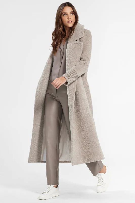 Bouclé Alpaca Long Notched Collar Wrap Coat