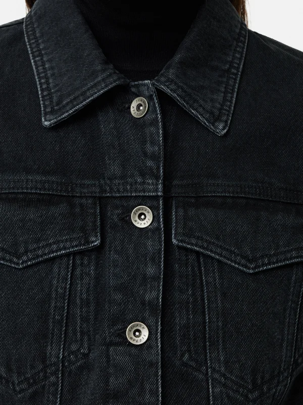 Boxy Denim Trucker Jacket | Washed Black