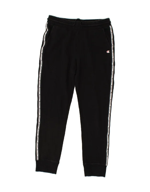 CHAMPION Womens Graphic Tracksuit Trousers Joggers UK 14 Medium Black