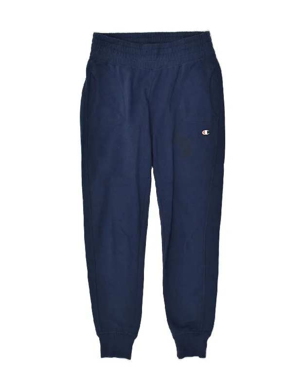 CHAMPION Womens Tracksuit Trousers Joggers UK 10 Small Navy Blue Cotton