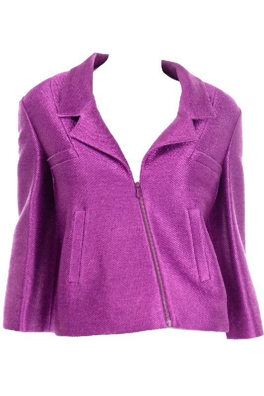 Chanel Spring Summer 2001 Magenta Purple Metallic Cropped Jacket