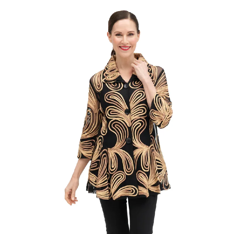 Damee Soutache Swirl On Mesh Jacket in Brown- 2389 -