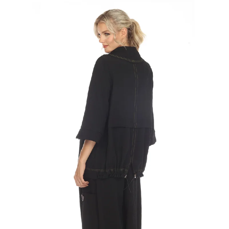 Moonlight Contrast-Trim Tunic Top in Black - 3573-BLK