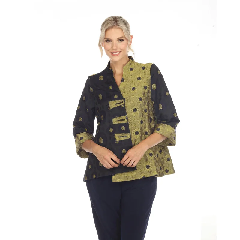 Moonlight Polka-Dot Jacquard Jacket in Black/Kiwi - 3592-KW