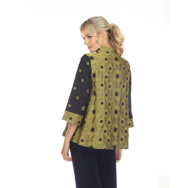 Moonlight Polka-Dot Jacquard Jacket in Black/Kiwi - 3592-KW