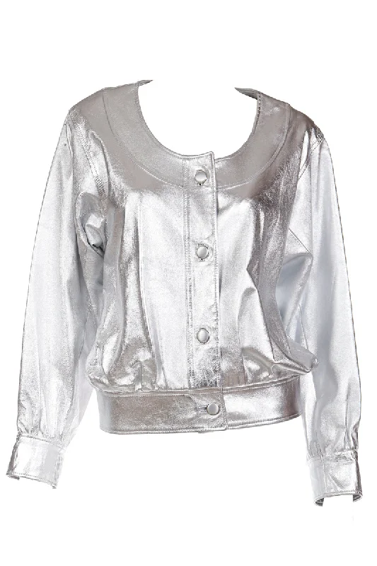 1982 Yves Saint Laurent Silver Vintage Leather Runway Jacket