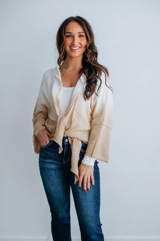 Dalma Textured Cardigan - Biscotti Mix