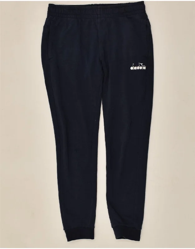 DIADORA Womens Tracksuit Trousers Joggers UK 14 Medium Navy Blue Cotton