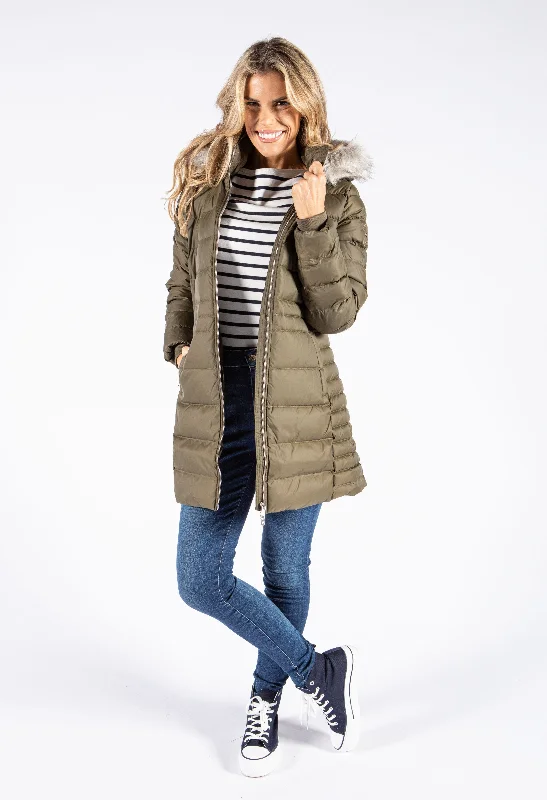 DOWN-FILLED FAUX FUR HOOD COAT