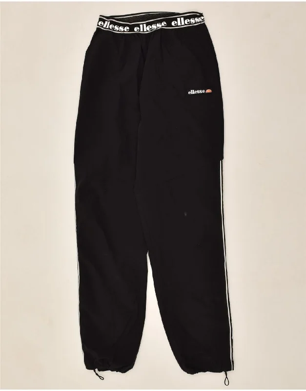 ELLESSE Womens Graphic Tracksuit Trousers Joggers UK 10 Small Black Nylon