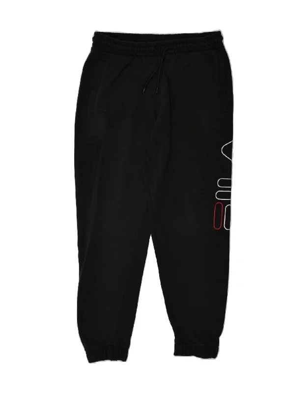 FILA Womens Graphic Graphic Tracksuit Trousers Joggers Medium Black