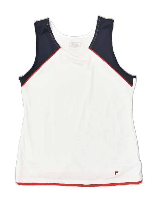 FILA Womens Vest Top EU 38 Medium White Colourblock Polyester