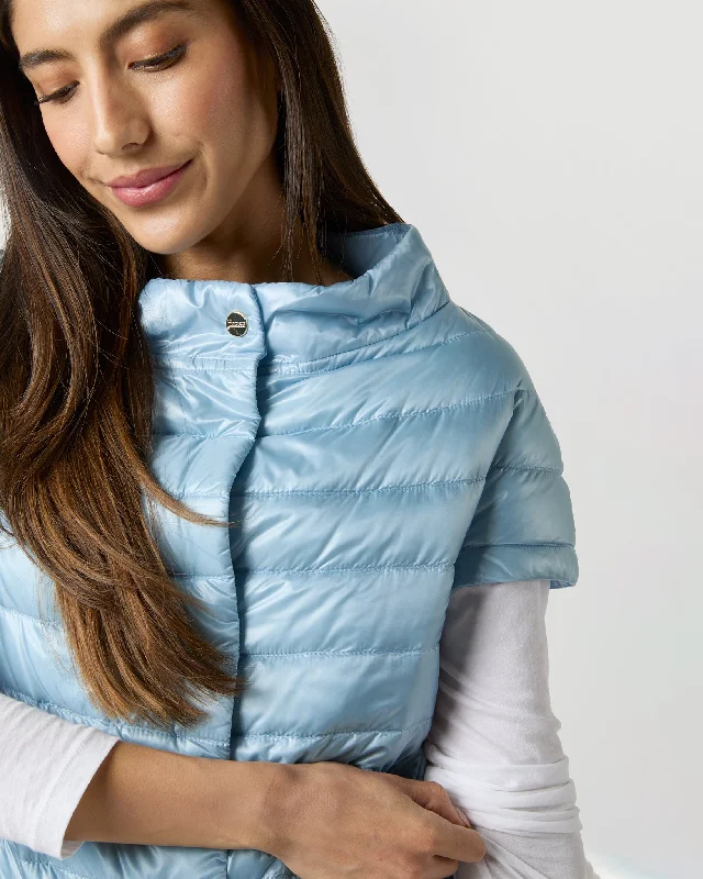 Greta Cap-Sleeve Jacket in Celeste Blue