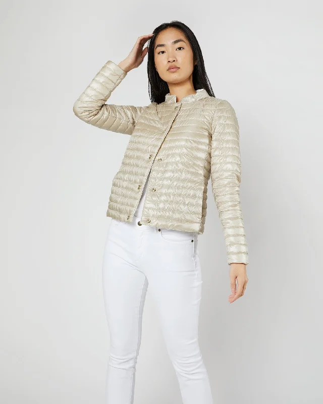 Reversible Short Jacket in White/Champagne