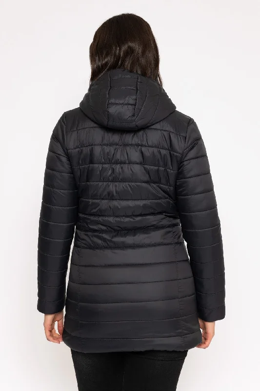 Longline Puffa Coat in Black