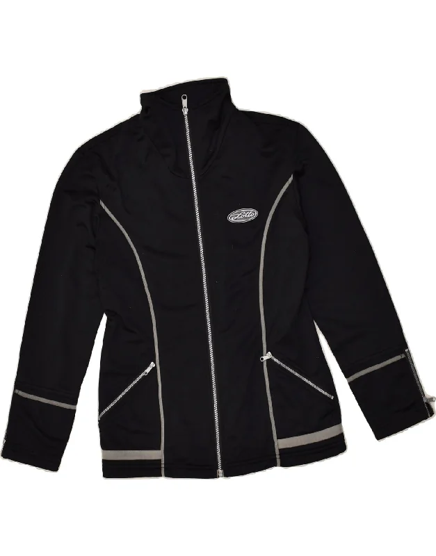 LOTTO Womens Tracksuit Top Jacket UK 10 Small Black Polyester