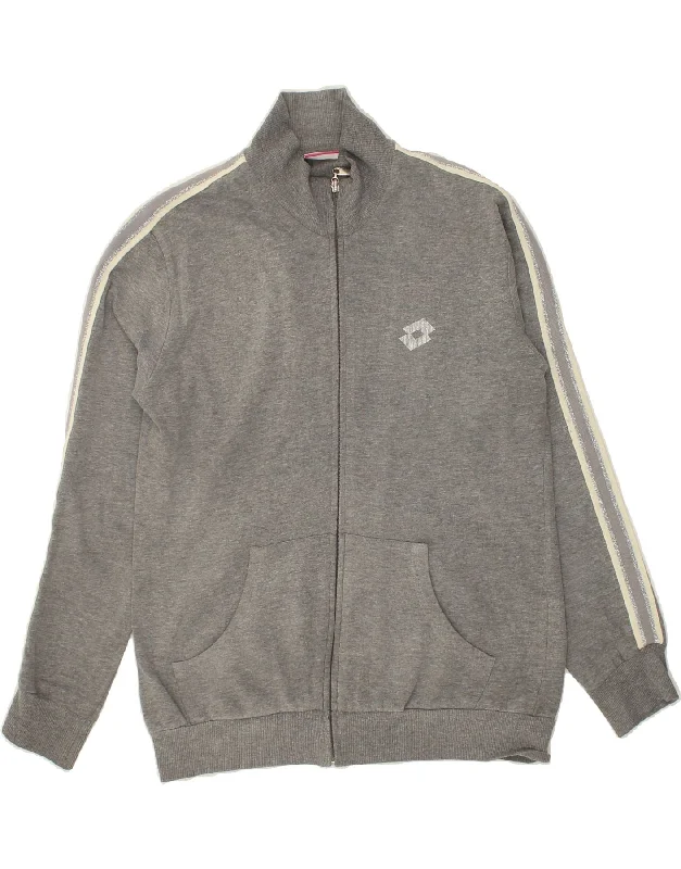 LOTTO Womens Tracksuit Top Jacket UK 14 Medium Grey Cotton