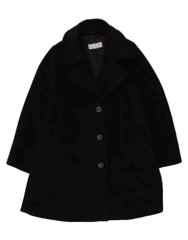 MAX MARA Womens Overcoat UK 12 Medium Black Virgin Wool