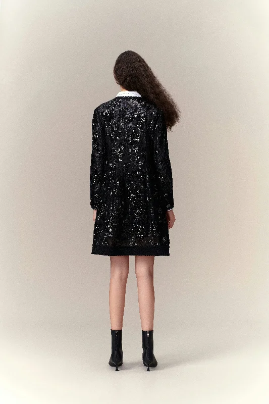 Mysterious Mistress Sequined Midi Coat