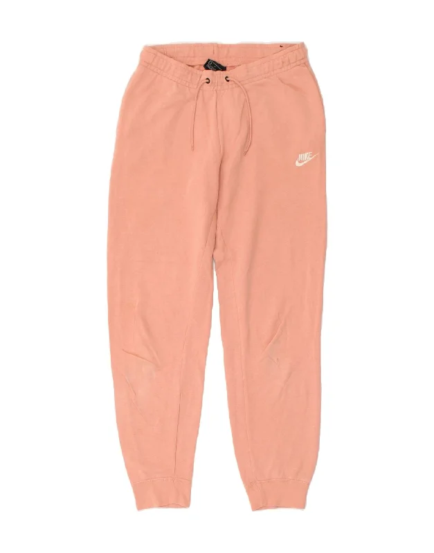 NIKE Womens Tracksuit Trousers Joggers UK 10 Small Pink Cotton