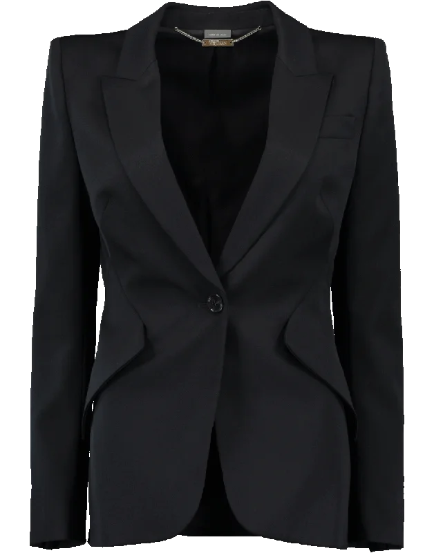 Peak Lapel Single Button Blazer