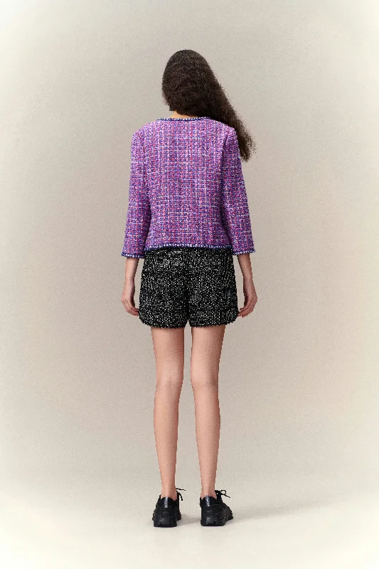 Primary Color Illusion Chunky Woven Tweed Jacket