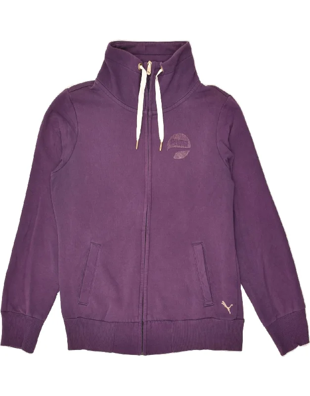 PUMA Womens Tracksuit Top Jacket UK 12 Medium Purple Cotton