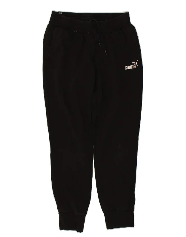 PUMA Womens Tracksuit Trousers Joggers UK 10 Small  Black Cotton