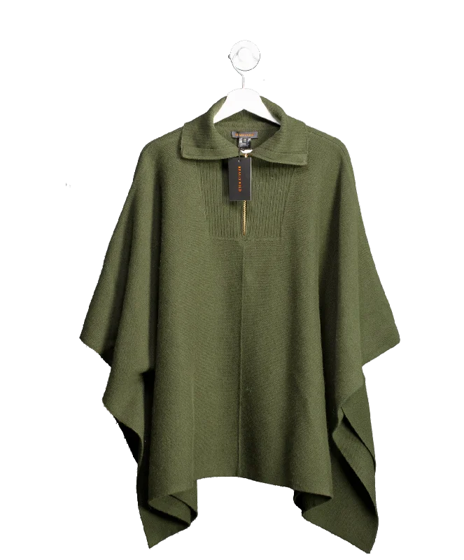 REALLY WILD CLOTHING Green Cashmere Mix Zip Neck Cape One Size