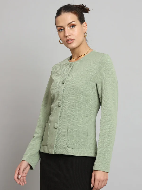 Short Jacket without collar- Sage Green