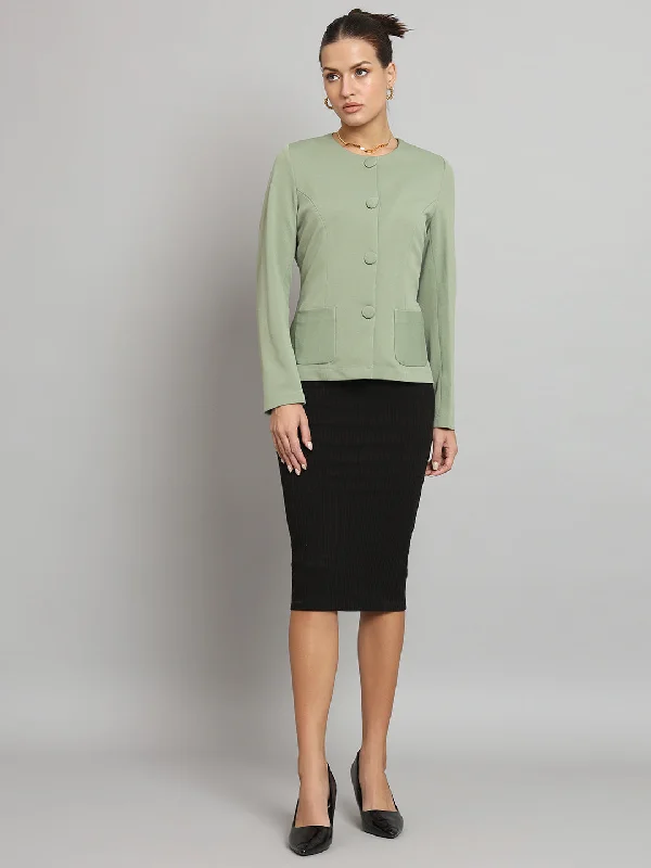 Short Jacket without collar- Sage Green