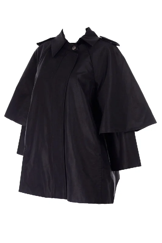 Sportmax Black Raincoat With Attached Capelet