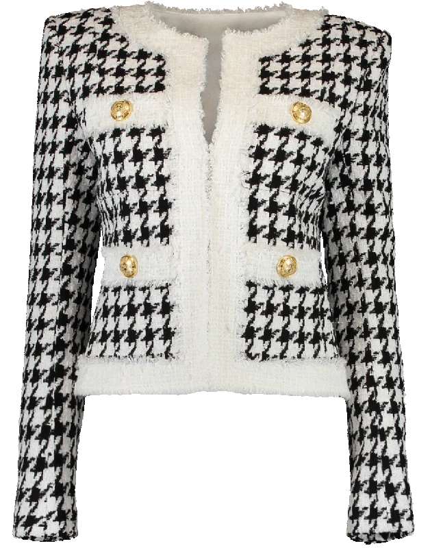 Straight Pocket Houndstooth Jacket