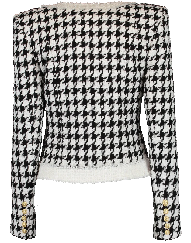 Straight Pocket Houndstooth Jacket