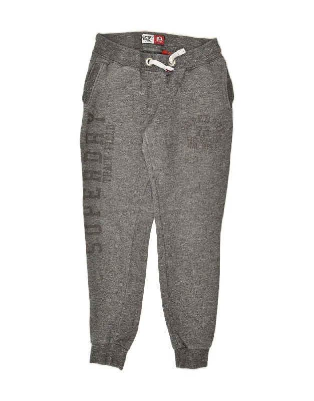 SUPERDRY Womens Graphic Tracksuit Trousers Joggers UK 12 Medium Grey