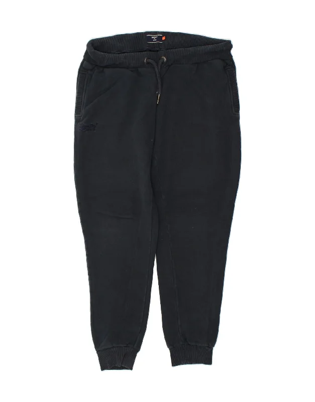 SUPERDRY Womens Tracksuit Trousers Joggers UK 16 Large  Navy Blue Cotton