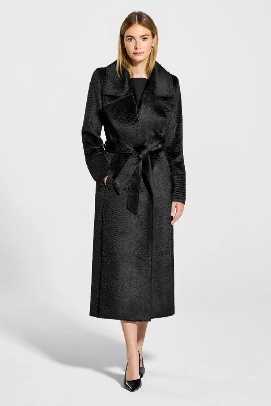 Suri Alpaca Long Notched Collar Wrap Coat