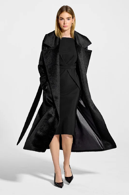 Suri Alpaca Long Notched Collar Wrap Coat