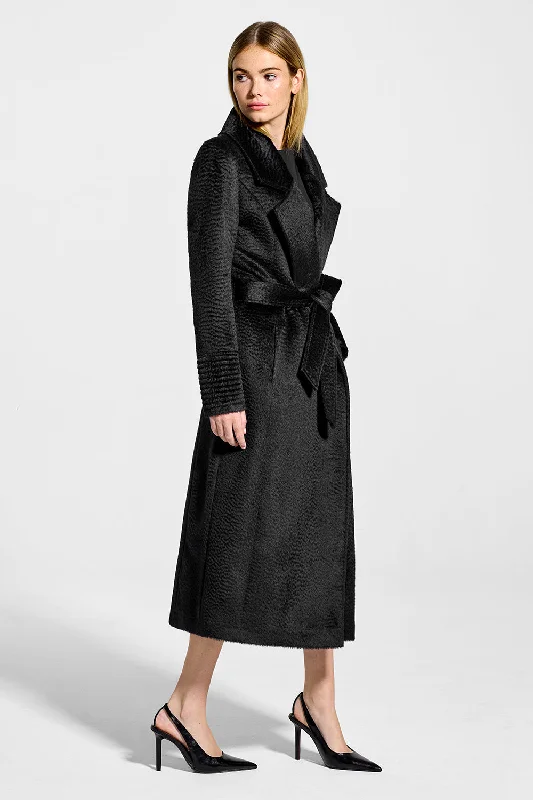 Suri Alpaca Long Notched Collar Wrap Coat