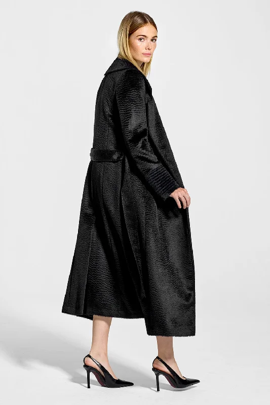 Suri Alpaca Long Notched Collar Wrap Coat