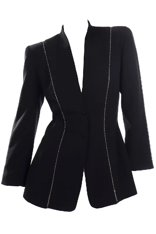 Thierry Mugler Vintage Black Blazer Jacket with Ball Chain Detail