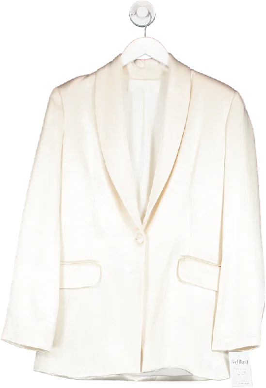 Total White Cream Flowing Satin Blazer UK S