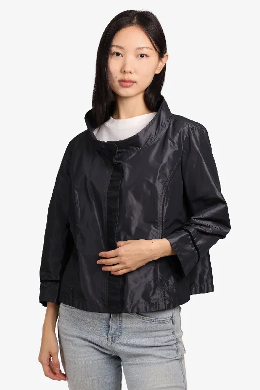 Weekend Max Mara Black Nylon Cropped Jacket Size 14