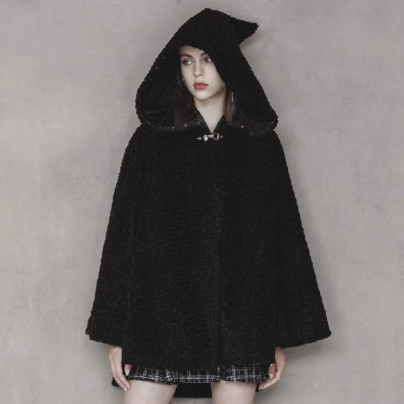 Women's Grunge Polar Fleece Cloak with Witch Hood