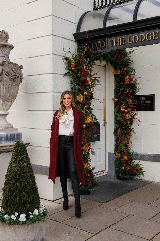 Wrap Coat in Burgundy