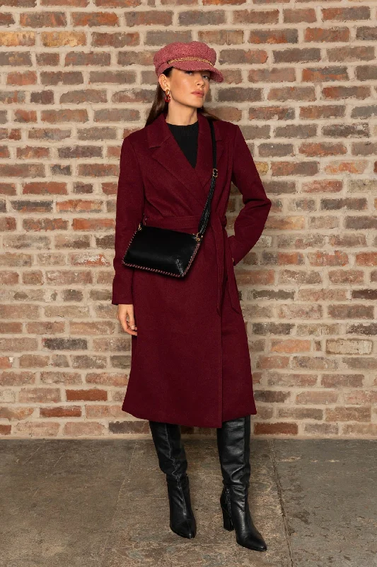 Wrap Coat in Burgundy