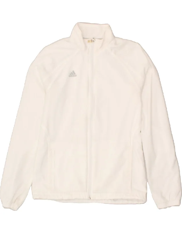 ADIDAS Womens Tracksuit Top Jacket UK 10 Small White Polyester