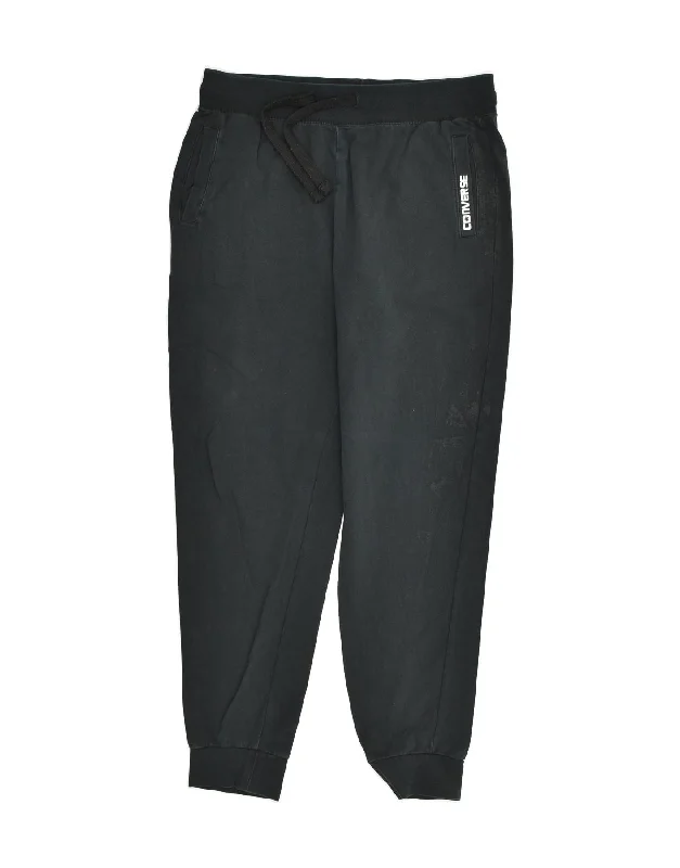 CONVERSE Womens Tracksuit Trousers Joggers UK 14 Large Black Cotton