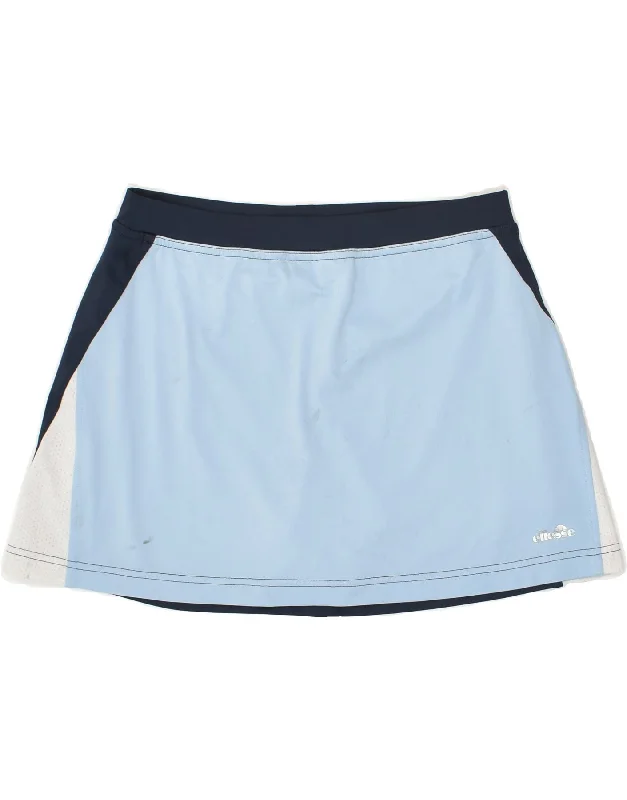 ELLESSE Womens Skort UK 12 Medium Blue Colourblock Polyester