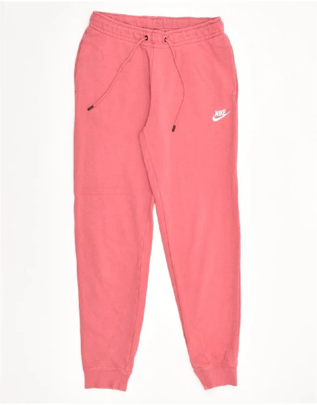 NIKE Womens Tracksuit Trousers Joggers UK 10 Small Pink Cotton